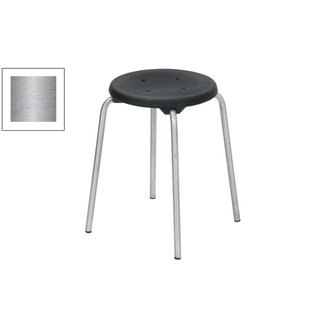Hocker - Stapelhocker - Sitzhöhe 500 mm - PU schwarz - Edelstahl Gestell