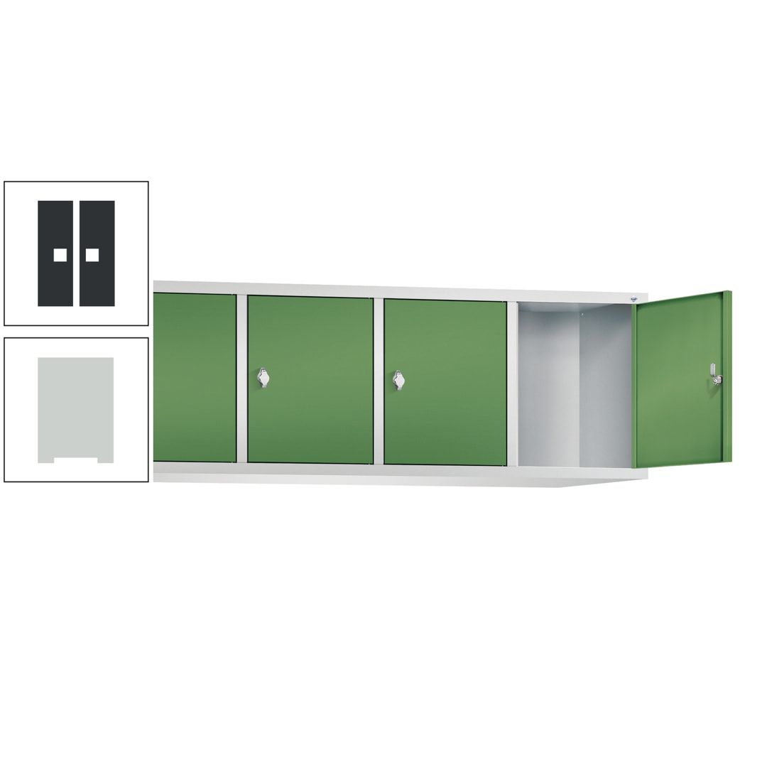 Aufsatzschrank für Spinde und Schließfachschränke, 4 Abteile, Korpus anthrazitgrau, Türen anthrazitgrau, 500 x 1.590 x 465 mm (HxBxT), Stahlschrank