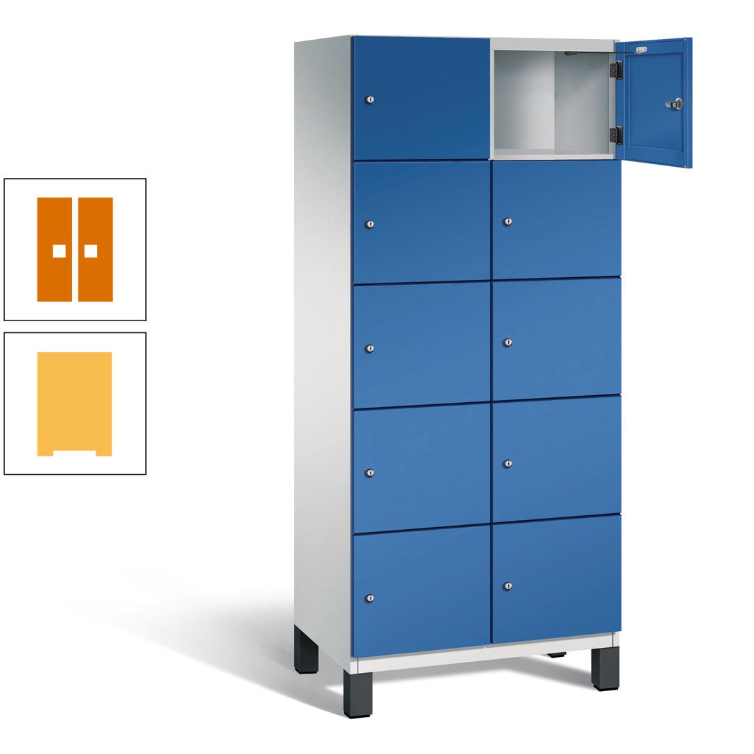 Fächerschrank, Stahlschrank, 10 Fächer, Türöffnungsbegrenzer, Füße, 1.980 x 800 x 525 mm (HxBxT), Korpus anthrazitgrau, Front anthrazitgrau