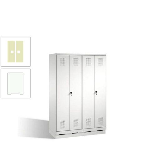 Doppel-Spind, Doppeltüren, Garderobenschrank mit Sockel, 4 Abteile a 300 mm, Korpus anthrazitgrau, Tür anthrazitgrau, 1.800 x 1.200 x 500 mm (HxBxT)