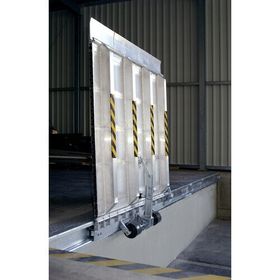 Federmechanische Überfahrbrücke, Laderampe, Traglast 4.500 kg, 1.500 x 1.315 mm (BxT), stationär oder verschiebbar, klappbar, Aluminiumlegierung