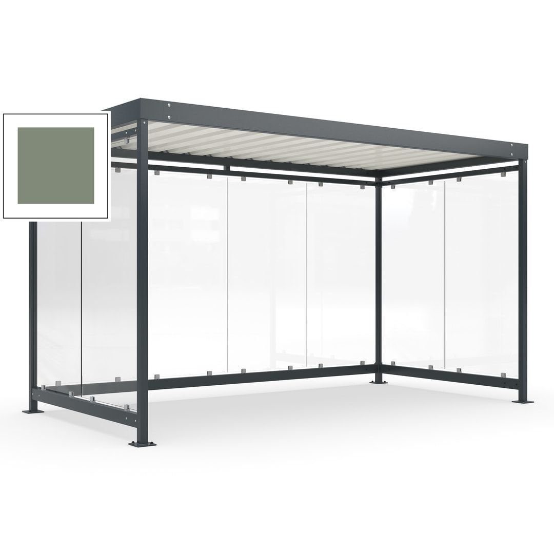 Fahrradunterstand, Fahrgastunterstand, Bushaltestelle, Bausatz, 12-13 Personen, 2.510 x 4.195 x 2.165 mm (HxBxT), 8 Wände, Achatgrau