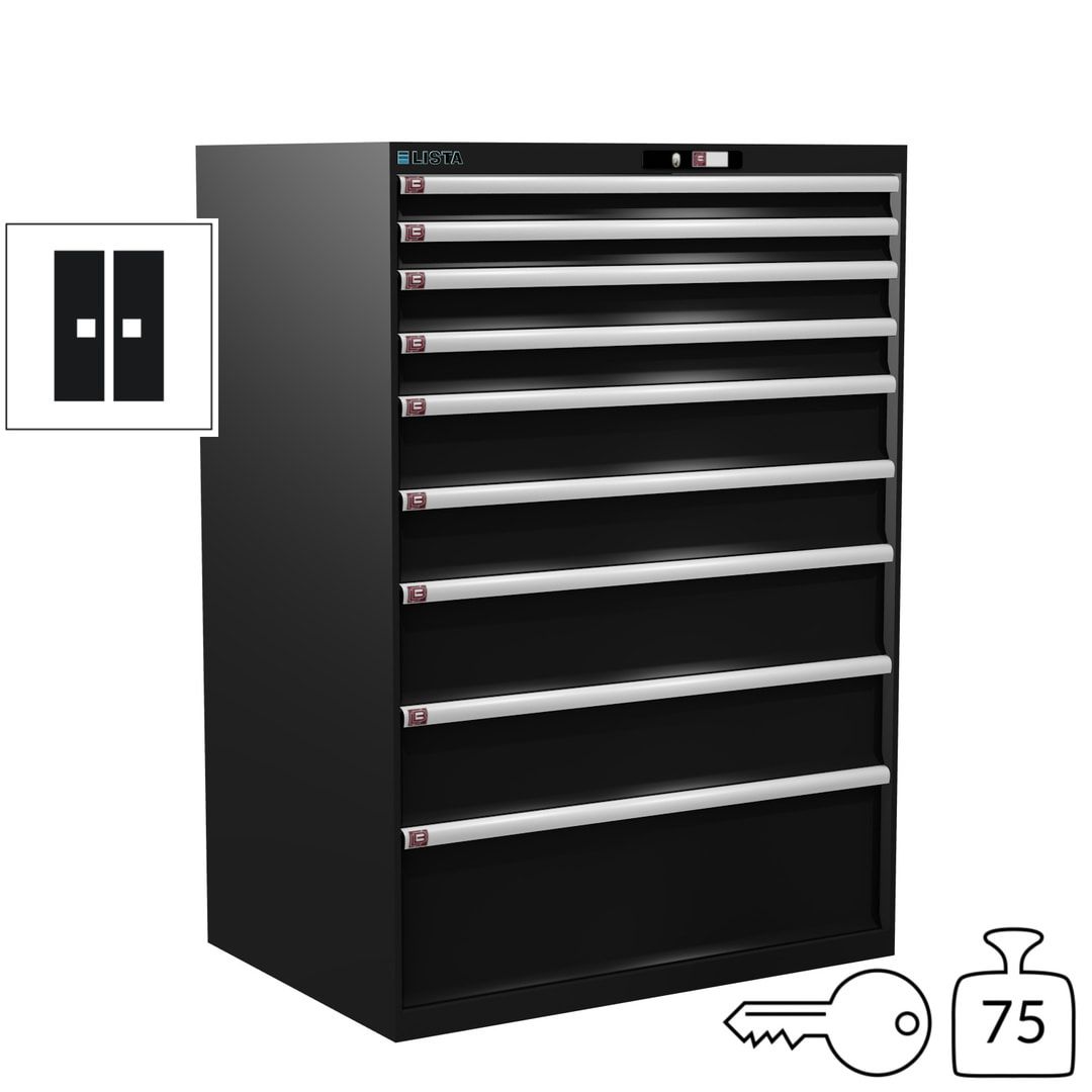 Lista Schubladenschrank - 12.550.010 - 1.450x1.023x725 mm (HxBxT) - 9 Schubladen - 200 kg - Key Lock - lichtblau (RAL 5012)