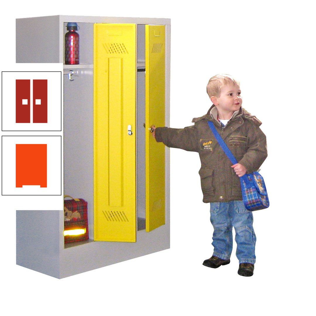 Spindschrank f. Kindergärten - mit Sockel - Höhe 1.300 mm - 2 Abteile a 250 mm - Drehriegel - anthrazitgrau