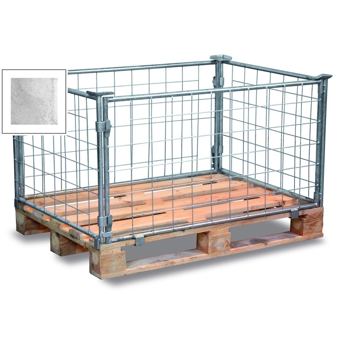Palettenaufsatzrahmen für Europalette - 1.500 kg - Höhe 400 mm - 4-fach stapelbar - Gitter - lichtblau