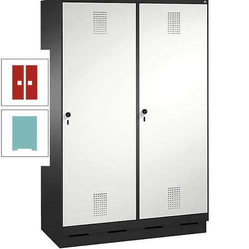 Doppel-Spind, Garderobenschrank, 2 Türen für 4 Abteile a 300 mm, Korpus anthrazitgrau, Türen anthrazitgrau, 1.800 x 1.200 x 500 mm (HxBxT)