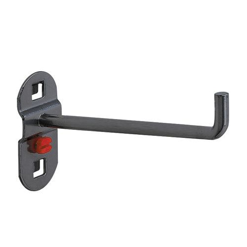 Werkzeughalter mit senkrechtem Hakenende, für Lochplatte, Schraubsystem, Länge 125 mm, Durchmesser 6 mm, Stahl, Kunststoff, Farbe Aluminium
