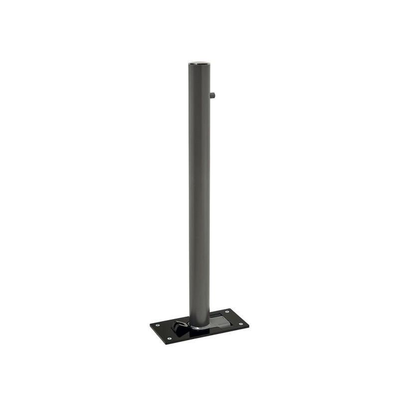 Klappbarer Pfosten mit Edelstahlkopf - 76 x 1.077 mm (DxH) - Überfahrhöhe 114 mm - Farbe enzianblau - Absperrpfosten