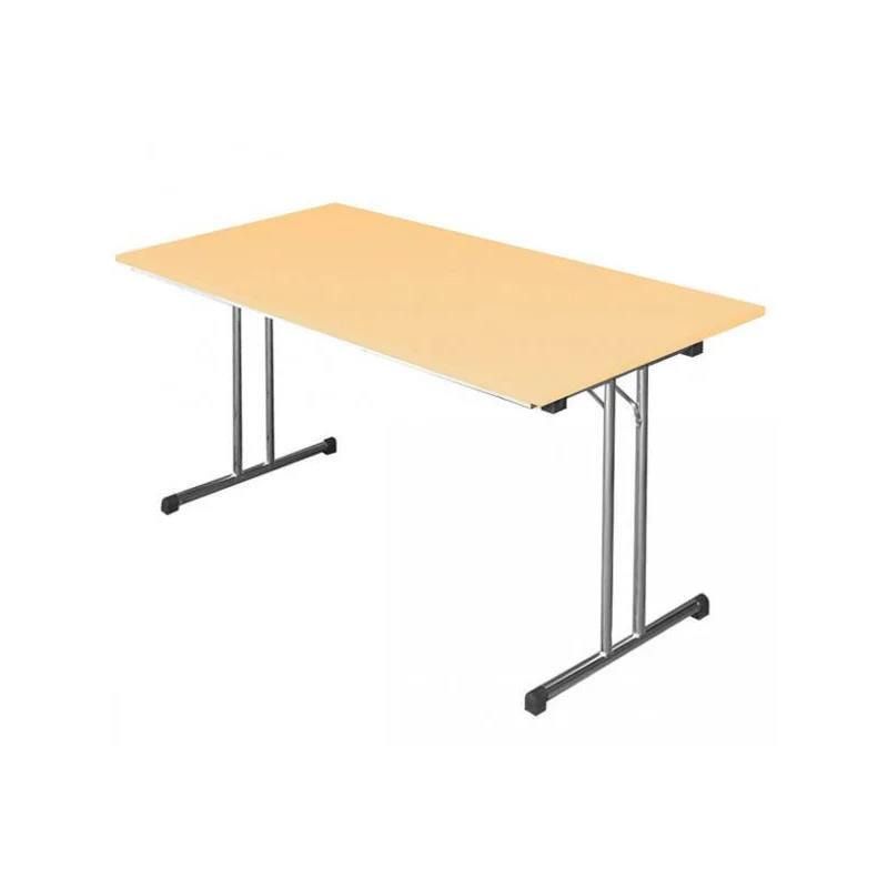 Klapptisch, T-Fuß, 750 x 1.200 x 800 mm (HxBxT), Gestell verchromt, Platte Ahorn, melaminbeschichtet, Nivelliergleiter, Sicherheitsarretierung