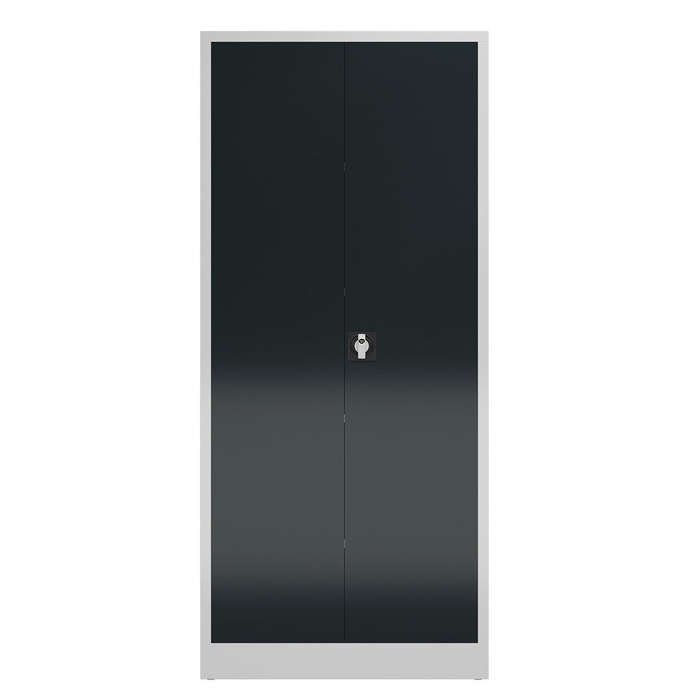 Mehrzweckschrank, Stahlschrank, 2 Abteile, 5 Fächer, 1.800 x 800 x 380 mm (HxBxT), Kleiderstange, Stahl, Korpus: lichtgrau, Front: anthrazitgrau