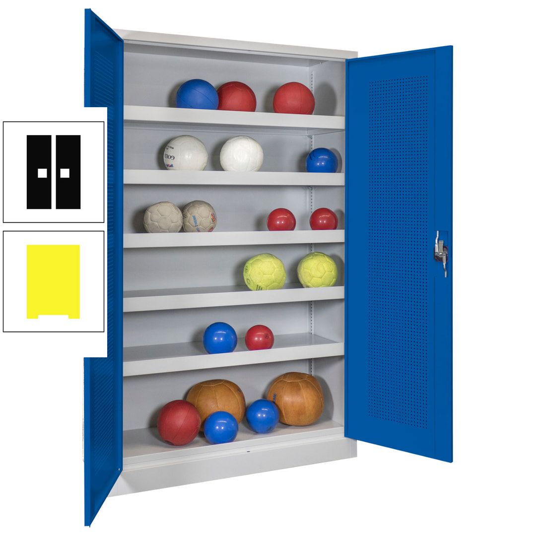 Ballschrank - Lochfeldtüren - 5 Böden - 1.950x1.200x500 mm (HxBxT) - anthrazitgrau