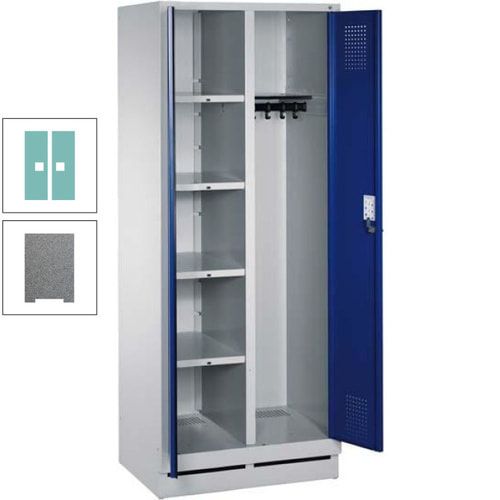 Mehrzweckschrank, Doppeltüren, Füße, 2 Abteile a 300 mm, Korpus anthrazitgrau, Tür anthrazitgrau, 1.800 x 600 x 500 mm (HxBxT)