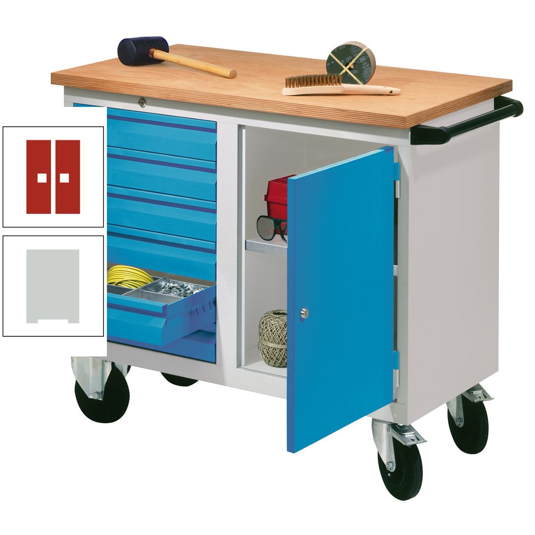 Mobile Werkbank - Werkstattwagen - 915 x 1.090 x 600 mm - 6 Schubladen und Schrankfach - anthrazitgrau
