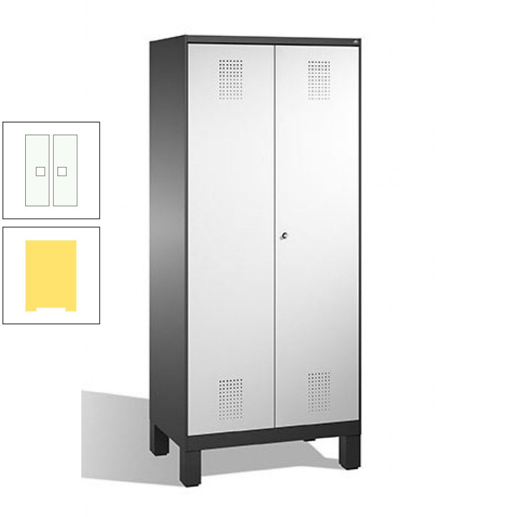 Mehrzweckschrank, Doppeltüren, auf Füßen, 2 Abteile a 400 mm, Korpus anthrazitgrau, Tür anthrazitgrau, 1.850 x 800 x 500 mm (HxBxT)