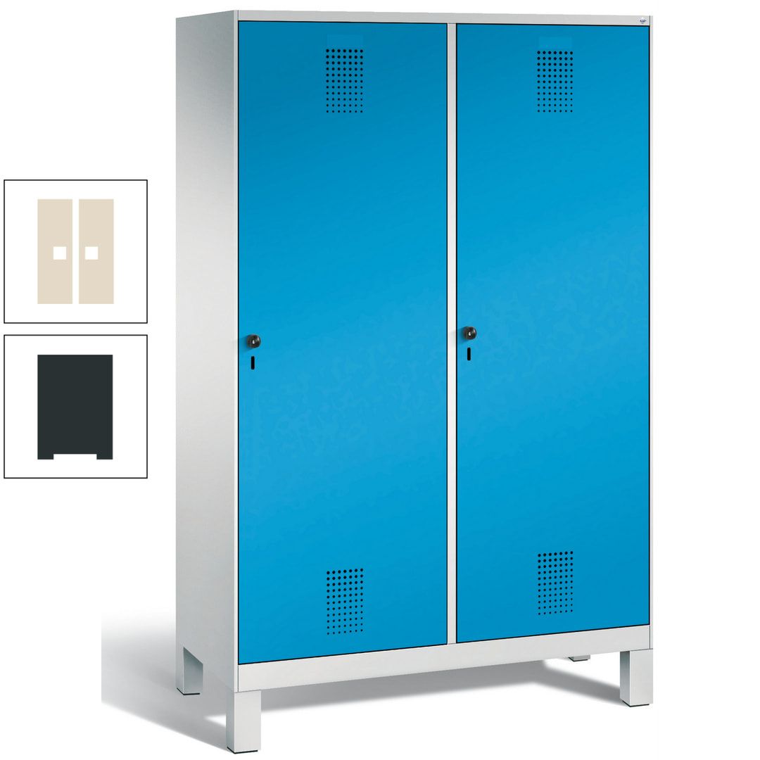 Doppel-Spind, Garderobenschrank, 2 Türen für 4 Abteile a 300 mm, Korpus anthrazitgrau, Türen anthrazitgrau, 1.850 x 1.200 x 500 mm (HxBxT)