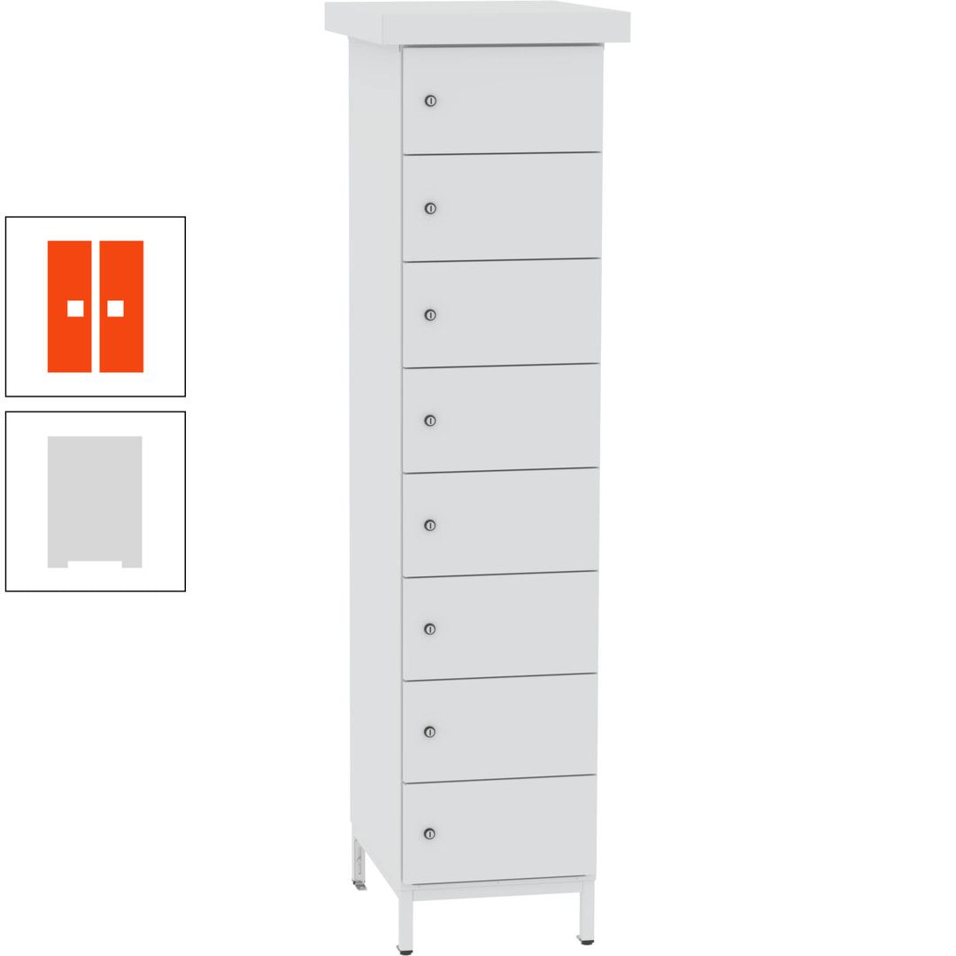 Akkuschrank, Batterieladeschrank, 8 Fächer, Schutzart IP54, Schuko, 1.855 x 400x 570 mm (HxBxT), Korpusfarbe anthrazitgrau, Frontfarbe anthrazitgrau