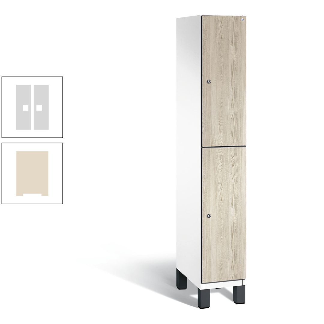 Fächerschrank, Garderobenschrank, mit Füßen, 1 Abteile, 1.980 x 300 x 525 mm (HxBxT), Korpus anthrazitgrau, Tür Donau-Ahorn