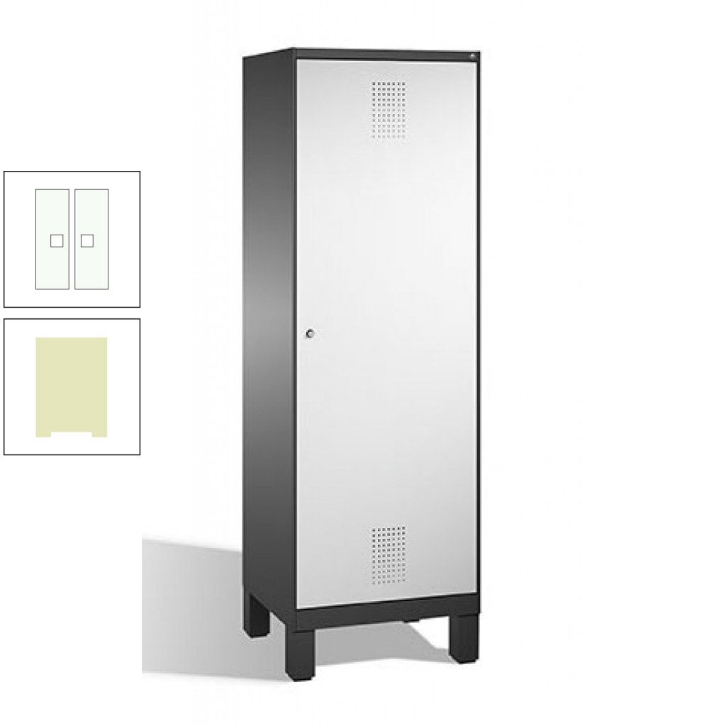 Doppel-Spind, Garderobenschrank, 1 Tür für 2 Abteile a 300 mm, Korpus anthrazitgrau, Türen anthrazitgrau, 1.850 x 600 x 500 mm (HxBxT)