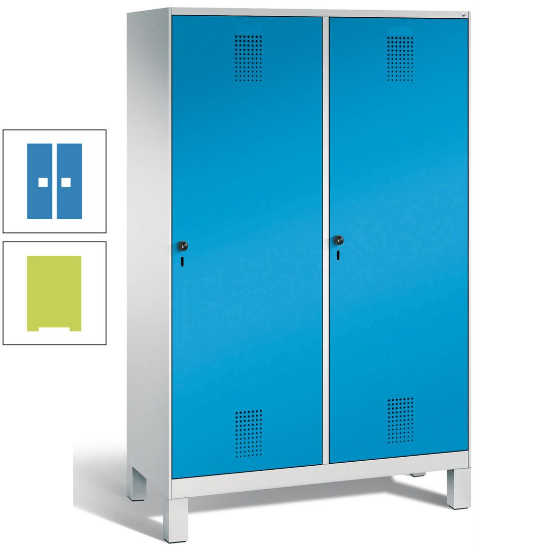 Doppel-Spind, Garderobenschrank, 2 Türen für 4 Abteile a 300 mm, Korpus anthrazitgrau, Türen anthrazitgrau, 1.850 x 1.200 x 500 mm (HxBxT)