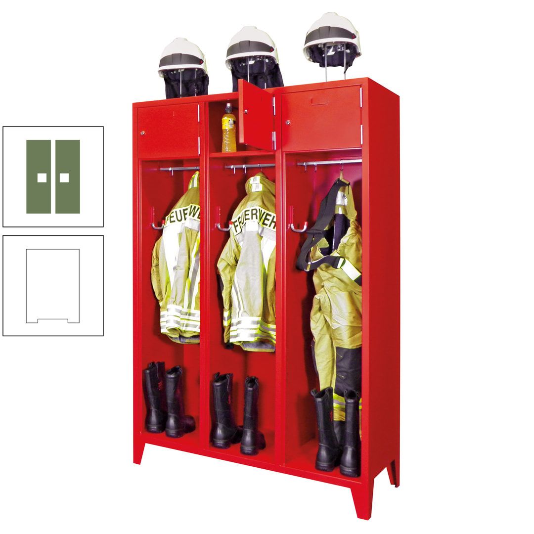 Feuerwehrschrank - 2 Abteile - Ablagefach mit Tür, Etikettenrahmen - 2.100 x 830 x 500 mm (HxBxT) - anthrazitgrau