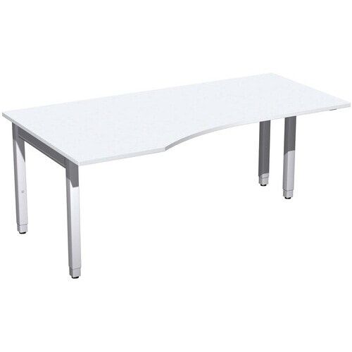 Eckschreibtisch, Ecke links, Füße einseitig verkürzt, 4-Fuß Quadrat Pro, höhenverstellbar, 680-800 x 1.600x 1.000 mm (HxBxT), Dekor Ahorn