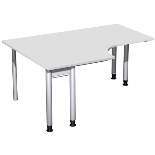 Eckschreibtisch, Eckteil 800 mm, links, Füße einseitig verkürzt, 4-Fuß Pro, höhenverstellbar, 680-800 x 1.600 x 1.200 mm (HxBxT), Dekor Ahorn