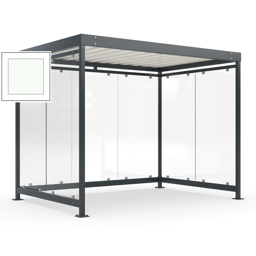 Raucherunterstand, Bausatz, Fahrgastunterstand, Bushaltestelle, 2.510 x 3.180 x 2.165 mm (HxBxT), 7 Wände, Achatgrau