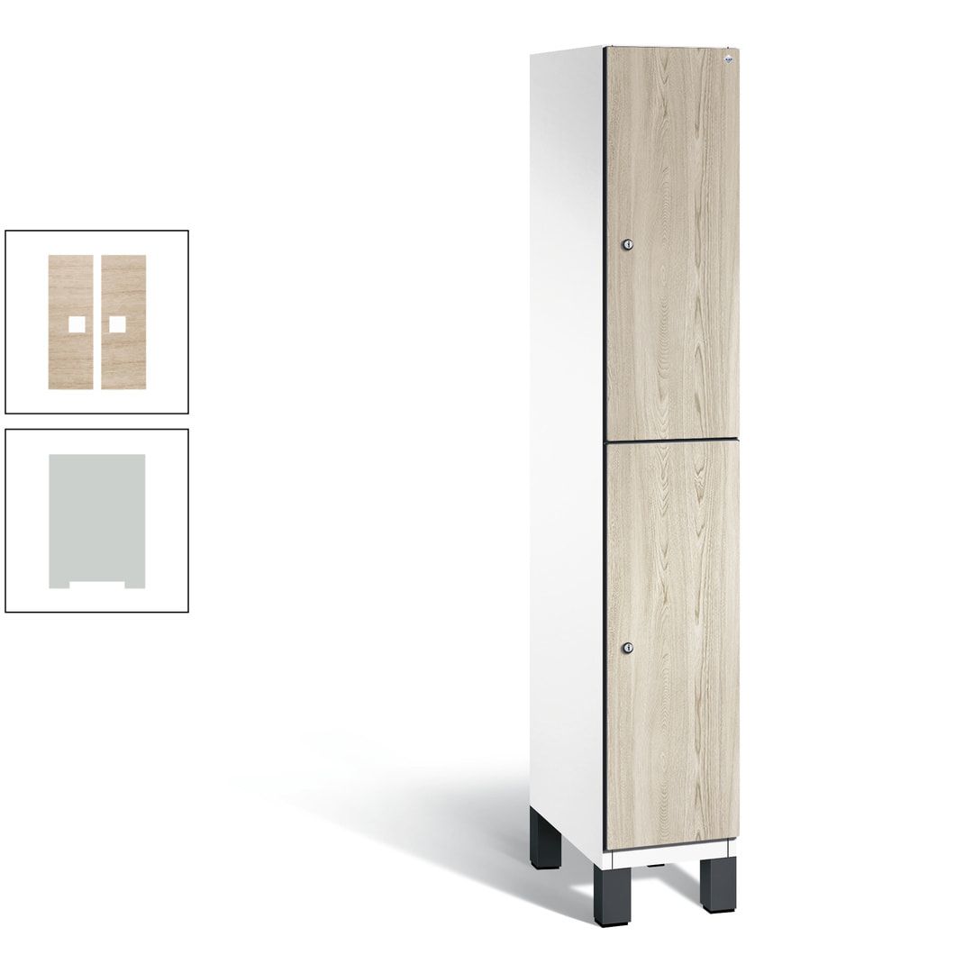Fächerschrank, Garderobenschrank, mit Füßen, 1 Abteile, 1.980 x 300 x 525 mm (HxBxT), Korpus anthrazitgrau, Tür Donau-Ahorn