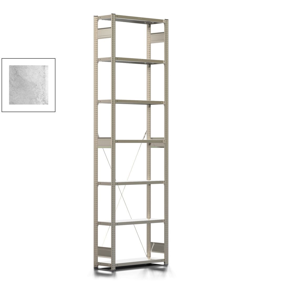 Fachbodenregal mit Tiefenriegel - 250 kg - 3.000 x 875 x 300 mm (HxBxT) - Anbauregal - Rahmen enzianblau - Böden verzinkt, Steckregal BERT