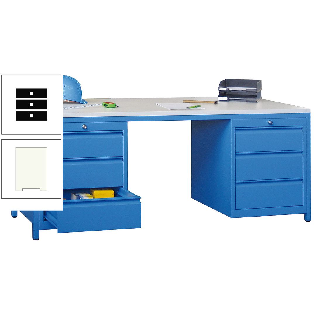 Meisterschreibtisch - 2 Schubladenblöcke - 6 Schubladen - 720 x 1.700 x 800 mm (HxBxT) - anthrazitgrau