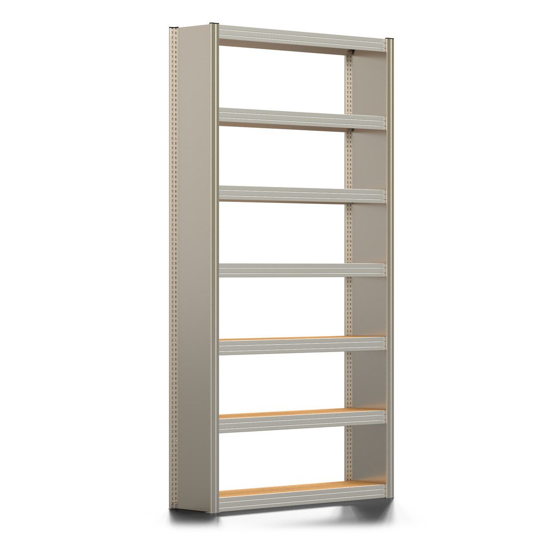 Archivregal mit Holzböden - Seitenwand - 7 Ebenen - 250 kg - 2.500 x 1.285 x 300 mm (HxBxT) - Anbauregal - verzinkt - Steckregal BERT