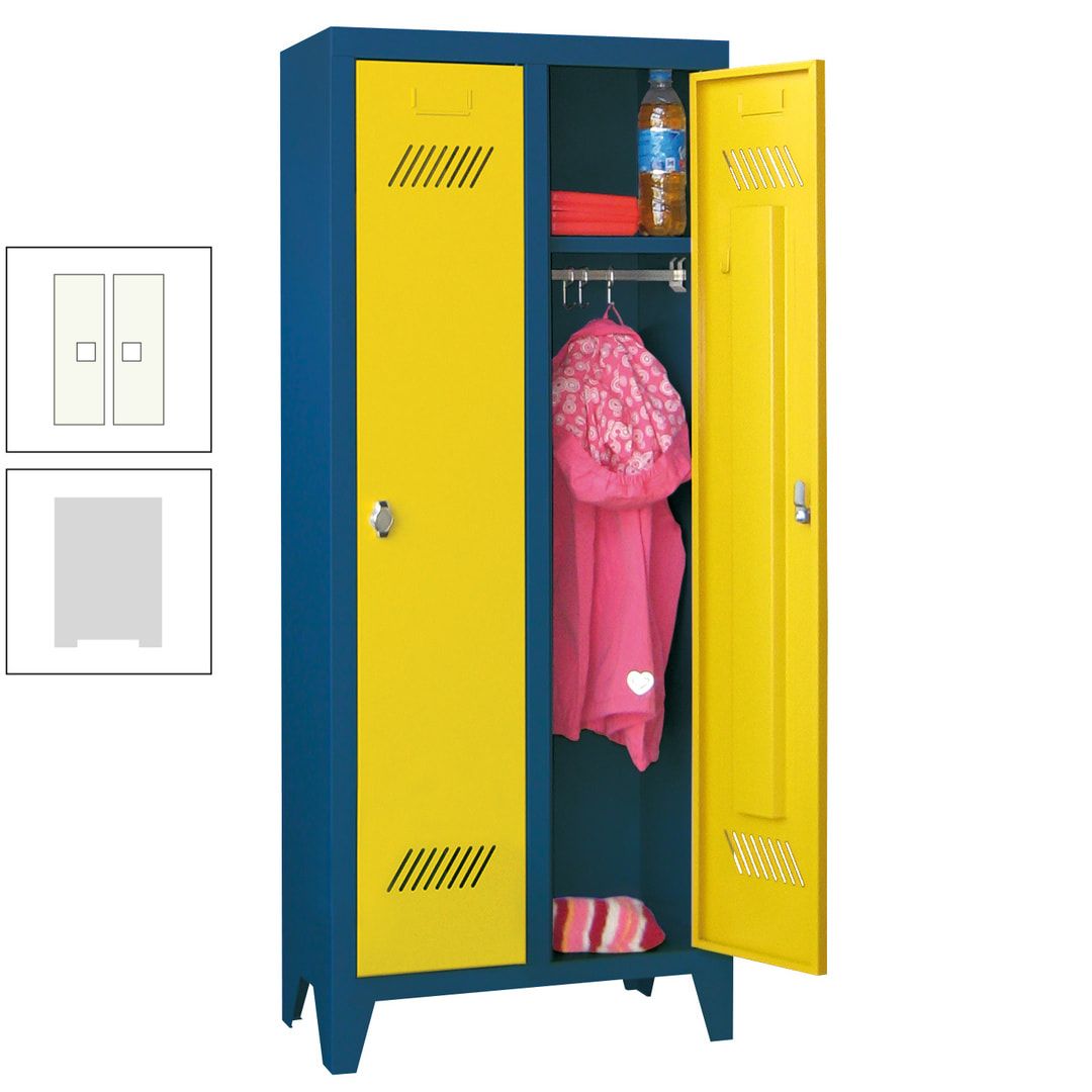 Spindschrank f. Kindergärten - mit Füßen - Höhe 1.300 mm - 2 Abteile a 250 mm - Zylinderschloss - anthrazitgrau