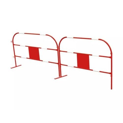 Baustellen-Absperrgitter, Baustellenabsicherung, 1,2 mm Stahlrohr, mobil, minimaler Platzbedarf, 10er-Pack, Beschilderung, rot-weiß, reflektierend