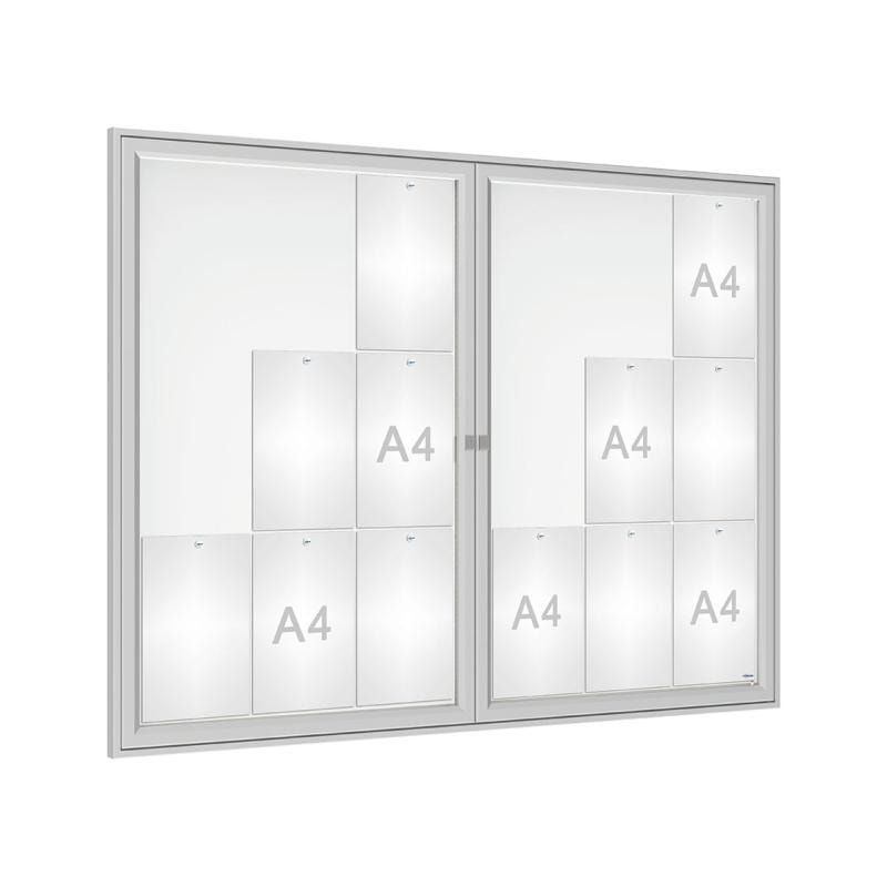 Schaukasten - Doppelflügeltür - 18xA4 - Querformat - 1.050 x 1.400 x 30 mm (HxBxT) - enzianblau - Infokasten - Präsentationsvitrine