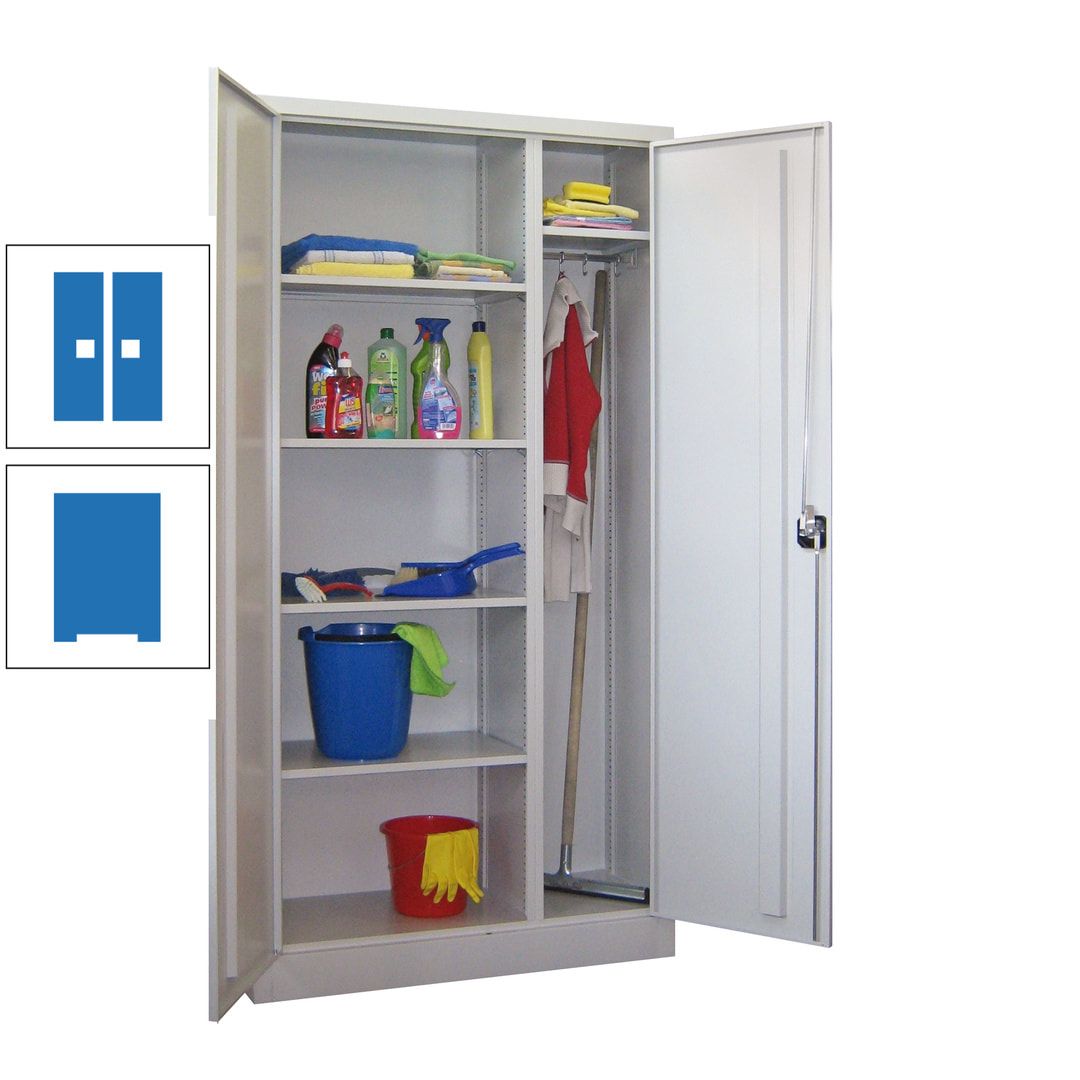 Putzschrank mit Trennwand - 1.950x1.000x400 mm (HxBxT) - Böden pulverbeschichtet - anthrazitgrau