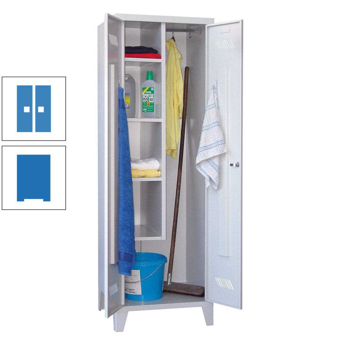 Putzschrank mit Füßen - 1 Abteil mit Trennwand - 1.850x600x500 mm (HxBxT) - Drehriegel - anthrazitgrau