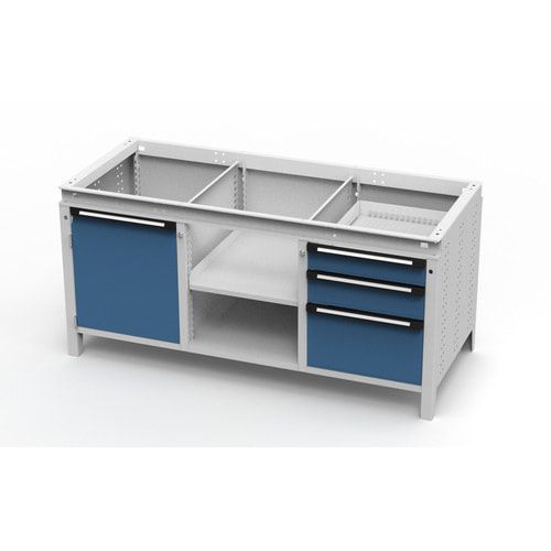 OTTOKIND Werkbank - bündige Arbeitsplatte - 850 x 1.695 x 750 mm (HxBxT) - 3 Schubladen - 1 Schrank - 2 Ablageböden - lichtgrau / anthrazitgrau