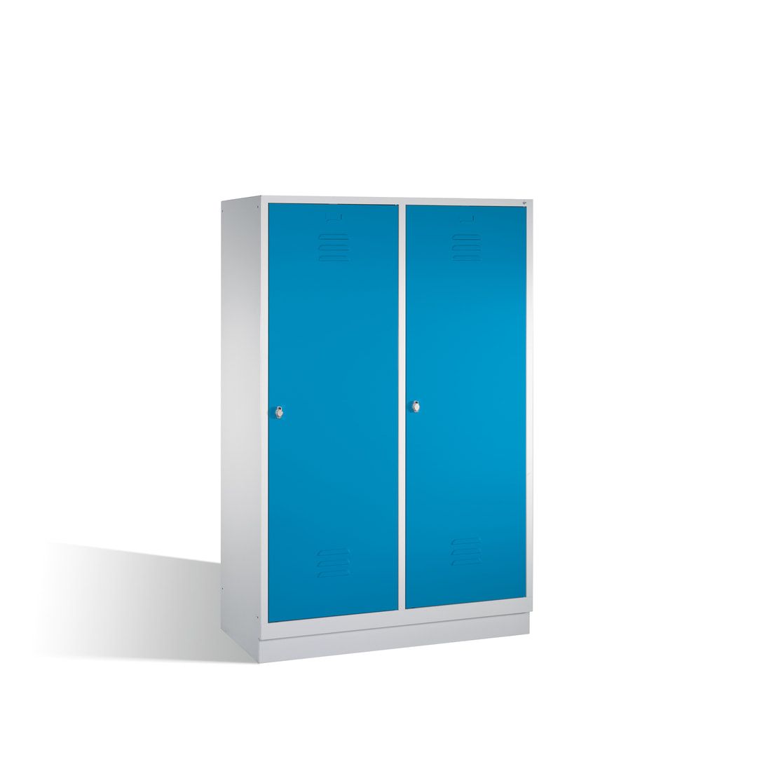 Doppel-Spind mit Großtüren, Garderobenschrank mit Sockel, 4 Abteile a 300 mm, Korpus anthrazitgrau, Tür anthrazitgrau, 1.800 x 1.190 x 500 mm (HxBxT)