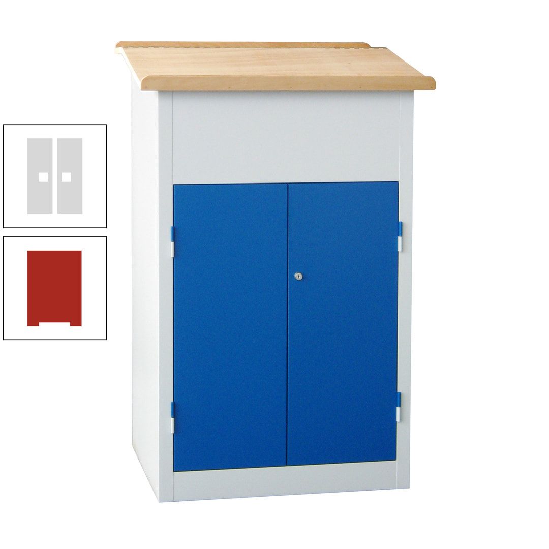 Stehpult mit Schrank - Vollblechtür - Zylinderschloss - 2 Böden - 1.200 x 700 x 600 mm (HxBxT) - anthrazitgrau