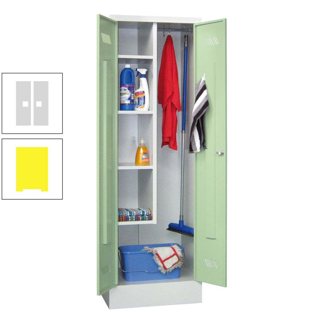 Putzschrank mit Sockel - 1 Abteil mit Trennwand - 1.850x600x500 mm (HxBxT) - Drehriegel - anthrazitgrau
