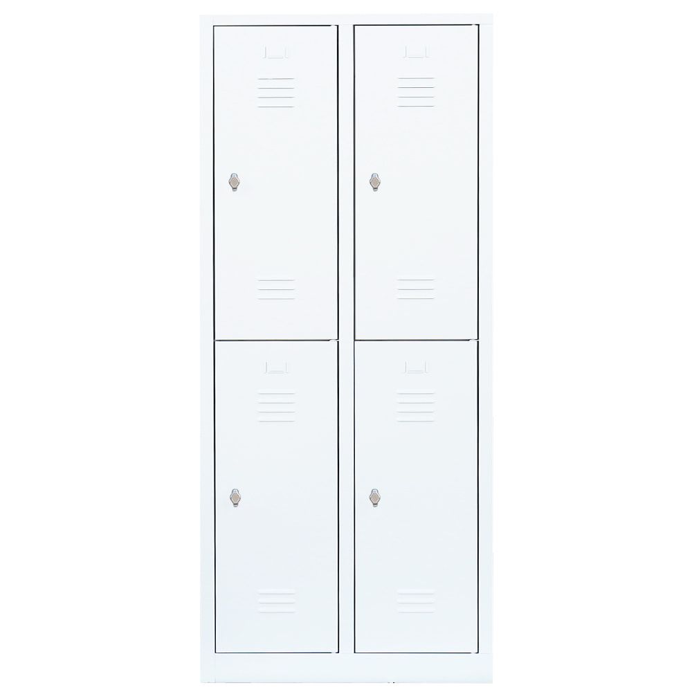 Garderobenschrank, Doppelstockspind, 2 Abteile, 4 Fächer, 1.800 x 800 x 500 mm (HxBxT), Stahl, Drehriegel, Korpus: lichtgrau, Front: anthrazitgrau
