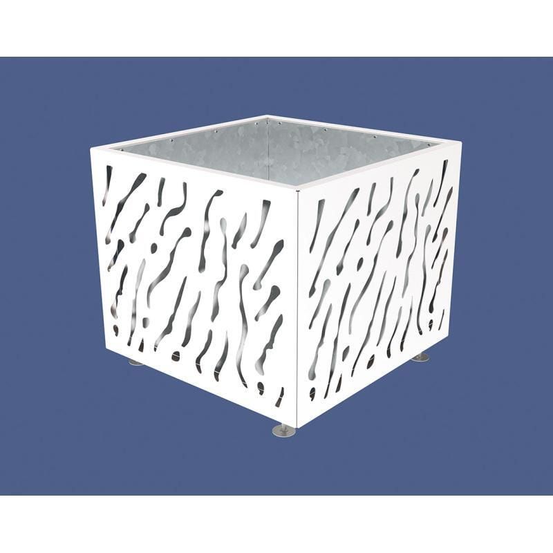 Pflanzbehälter, Stahlblech fvz, einfarbig, innen feuerverzinkt mit Verladungsgriffen, verstellbare Füße, 870 x 990 x 990 mm (HxBxT), enzianblau