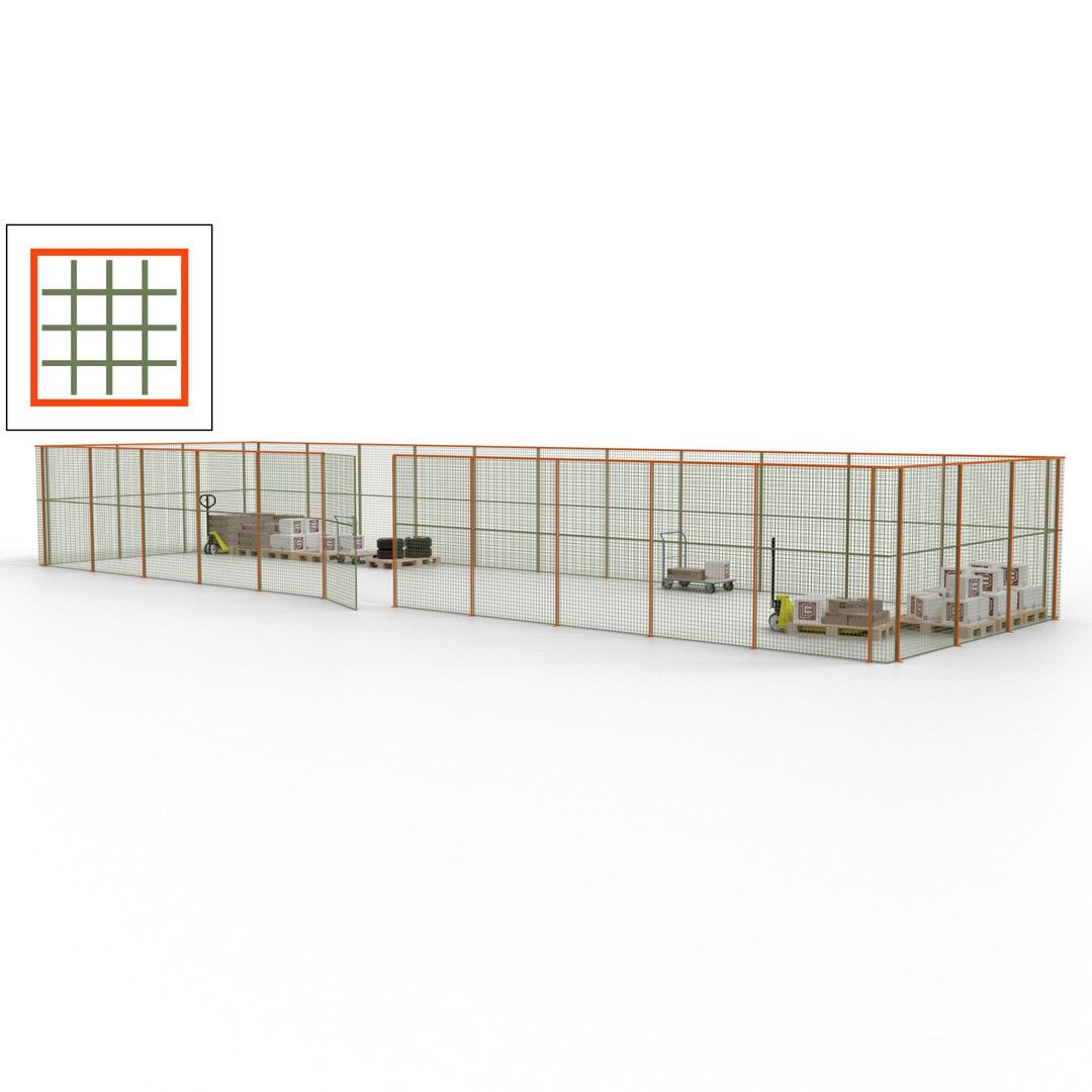 Maschinen Schutzgitter - Hallentrennwand - Sicherheitszaun - Tür - 42 m - 2.200 x 16.900 x 4.900 mm (HxBxT) - enzianblau