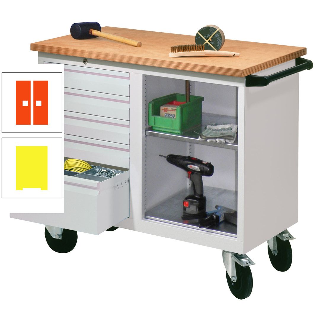 Mobile Werkbank - Werkstattwagen - 915 x 1.090 x 600 mm - 5 Schubladen und Ablagefach - anthrazitgrau