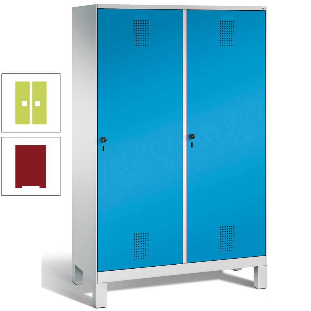 Doppel-Spind, Garderobenschrank, 2 Türen für 4 Abteile a 300 mm, Korpus anthrazitgrau, Türen anthrazitgrau, 1.850 x 1.200 x 500 mm (HxBxT)
