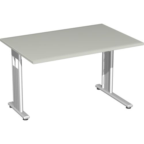 Schreibtisch mit einseitig verkürzt Füßen - C-Fuß Flex - Bürotisch - Konferenztisch - 720 x 1.200 x 800 mm (HxBxT) - Dekor Ahorn - Gestell silber