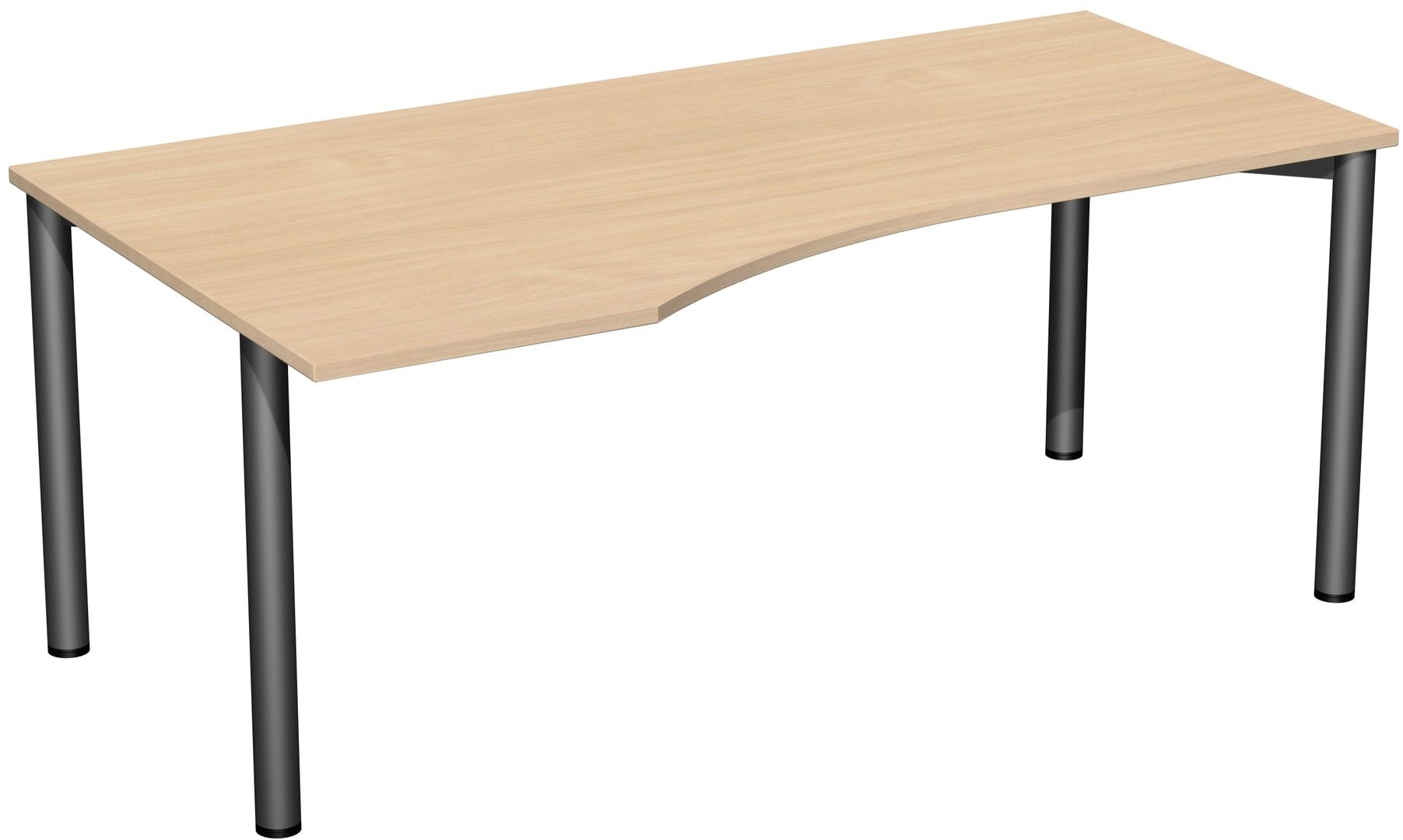 Eckschreibtisch - Ecke links - 4-Fuß Flex - 720 x 1.600 x 1.000 mm (HxBxT) - Gestell anthrazit - Ahorn
