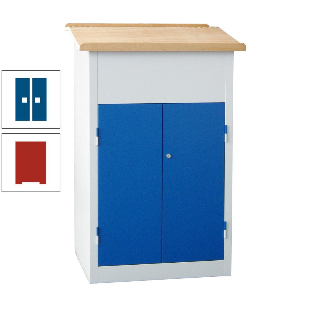 Stehpult mit Schrank - Vollblechtür - Zylinderschloss - 2 Böden - 1.200 x 700 x 600 mm (HxBxT) - anthrazitgrau