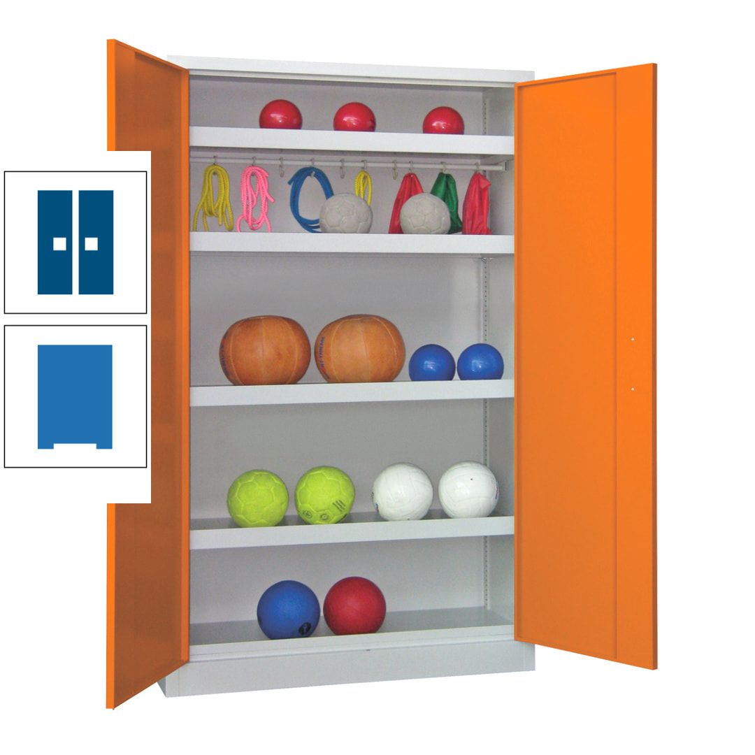 Ballschrank - Vollblechtüren - 4 Böden - 1 Hakenleiste - 1.950x1.200x500 mm (HxBxT) - anthrazitgrau