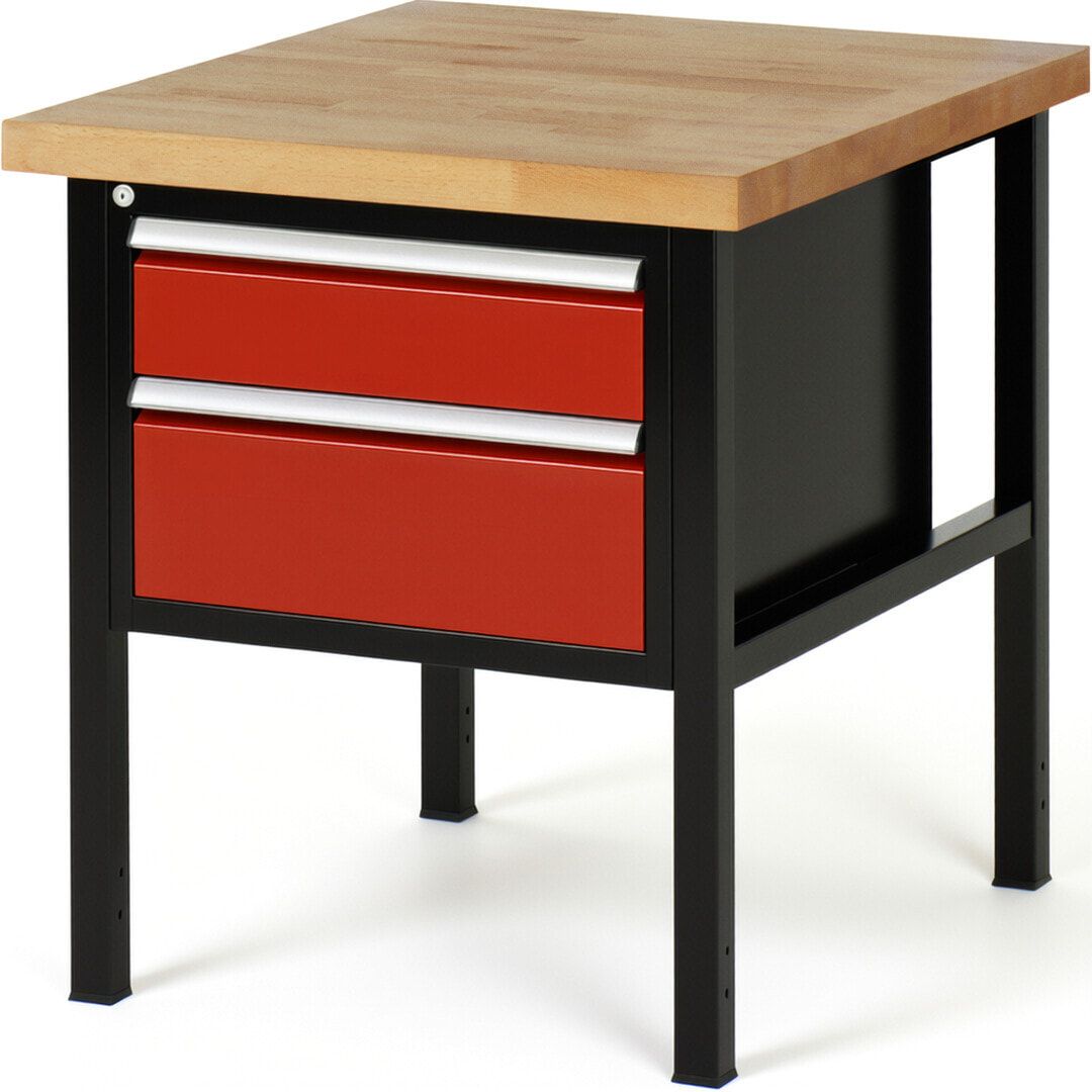 Werkbank - 2 Schubladen - Teilauszug - 150:1 / 210:1 - Höhe 840-1.040 mm - 750 x 900 mm - 1.250 kg - Buche - Anthrazitgrau
